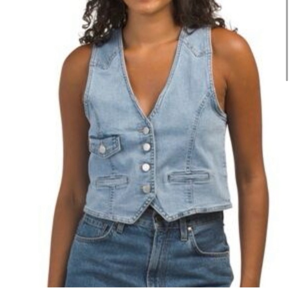 Nanette Lepore Women’s Tate Light Wash Denim Vest Western Size XL
